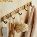 Antique black robe hook brass wall rack bathroom 5 hook rail
