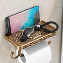 DecorBites™ Antique Black Toilet Paper Holder with Phone Shelf