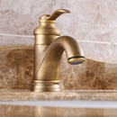 DecorBites™ Antique Brass Basin Faucet Single Handle Deck Mounted Bathroom Sink Hot Cold Mixer