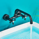 Antique brass basin faucet wall mounted bathroom swivel mixer tap