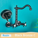 Antique brass basin faucet wall mounted bathroom swivel mixer tap