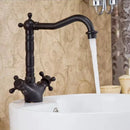 DecorBites™ Antique Brass Basin Faucet with Swivel Spout and Cross Handles