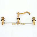 DecorBites™ Antique Brass Basin Mixer Tap with Dual Handles, Deck Mounted Kitchen Faucet