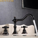DecorBites™ Antique Brass Basin Mixer Tap with Dual Handles, Deck Mounted Kitchen Faucet