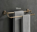DecorBites™ Antique Brass Bathroom Accessory Set: Towel Rack, Paper Holder, Soap Dish, Towel Ring, & More