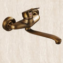 DecorBites™ Antique Brass Bathroom Basin Faucet Long Spout Dual Handle Wall Mount