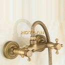 DecorBites™ Antique Brass Bathroom Shower and Basin Tap Set