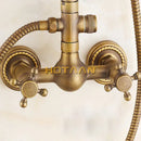 Antique brass vintage shower faucet set bathroom rainhead and tub spout