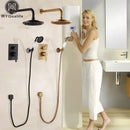 DecorBites™ Antique Brass Bathroom Shower Mixer Set with 8" Rainfall and Handshower