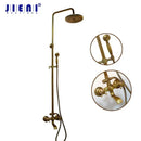 DecorBites™ Antique Brass Bathroom Shower Set with Hand Shower, Mixer Taps, Double Handles