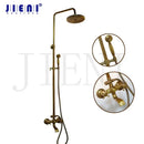 DecorBites™ Antique Brass Bathroom Shower Set with Hand Shower, Mixer Taps, Double Handles