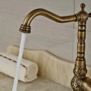 DecorBites™ Antique Brass Bathroom Sink Faucet Mixer, Single Handle Hot Cold Water Tap