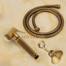 Antique brass bidet with floral ceramic knobs for bathroom