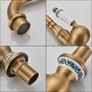 DecorBites™ Antique Brass Ceramic Handle Basin Faucet, Deck Mounted Kitchen Sink Mixer Tap