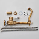 DecorBites™ Antique Brass Ceramic Handle Basin Faucet, Deck Mounted Kitchen Sink Mixer Tap