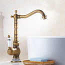 DecorBites™ Antique Brass Ceramic Handle Basin Faucet, Deck Mounted Kitchen Sink Mixer Tap