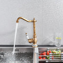 DecorBites™ Antique Brass Ceramic Handle Basin Faucet, Deck Mounted Kitchen Sink Mixer Tap