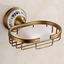 DecorBites™ Antique Brass Ceramic Soap Dish Copper Soap Basket Bathroom Accessories