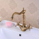 DecorBites™ Antique Brass Double Cross Handle Basin Faucet - 360 Degree Swivel Spout