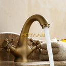 DecorBites™ Antique Brass Double Handle Faucet Kitchen Bathroom Basin Mixer Robinet Antique