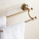 DecorBites™ Antique Brass Double Towel Bar Bathroom Shelf Holder Towel Rack