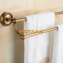 DecorBites™ Antique Brass Double Towel Bar Rack - Solid Brass, 30-60cm