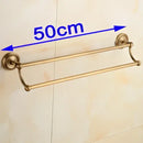 DecorBites™ Antique Brass Double Towel Bar Rack - Solid Brass, 30-60cm