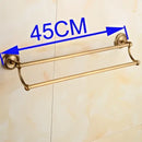 DecorBites™ Antique Brass Double Towel Bar Rack - Solid Brass, 30-60cm