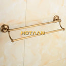 DecorBites™ Antique Brass Double Towel Bar Rack - Solid Brass, 30-60cm