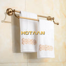 DecorBites™ Antique Brass Double Towel Bar Rack - Solid Brass, 30-60cm