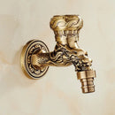 DecorBites™ Antique Brass Dragon Carved Outdoor Washing Machine Faucet Cold Tap