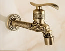 DecorBites™ Antique Brass Dragon Carved Outdoor Washing Machine Faucet Cold Tap