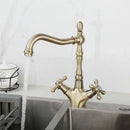 DecorBites™ Antique Brass Dual Handle Swivel Sink Faucet Rotated Mixer Tap