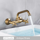 DecorBites™ Antique Brass Dual Handle Wall Mount Kitchen Faucet