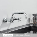DecorBites™ Antique Brass Dual Handle Wall Mount Kitchen Faucet
