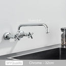 DecorBites™ Antique Brass Dual Handle Wall Mount Kitchen Faucet