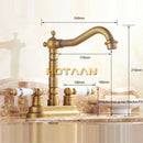 DecorBites™ Antique Brass Dual Hole Basin Faucet Mixer Tap for Bathroom Sink