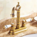 DecorBites™ Antique Brass Dual Hole Basin Faucet Mixer Tap for Bathroom Sink