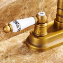 DecorBites™ Antique Brass Dual Hole Basin Faucet Mixer Tap for Bathroom Sink