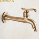 Antique brass floral wall mount bibcock for bathroom and laundry