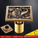 DecorBites™ Antique Brass Fish Style Shower Drain 10cm Square Floor Drainer