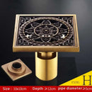 DecorBites™ Antique Brass Fish Style Shower Drain 10cm Square Floor Drainer