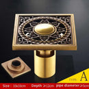 DecorBites™ Antique Brass Fish Style Shower Drain 10cm Square Floor Drainer