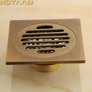 DecorBites™ Antique Brass Flower Art Bathroom Accessory Floor Drain Waste Grate - 100mm*100mm
