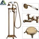 DecorBites™ Antique Brass Freestanding Bathtub Filler with Hand Shower