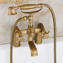 DecorBites™ Antique Brass Hand Held Shower Head Kit for Bathroom Bath Tub Faucet
