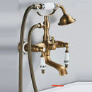 Antique brass vintage shower head kit bathroom faucet with ceramic handles