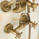 DecorBites™ Antique Brass Hand Held Shower Kit - Wall Mounted Bathroom Shower Faucet