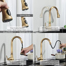 DecorBites™ Antique Brass Kitchen Faucet Pull Out Single Handle Mixer Tap 360 Rotation