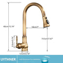 DecorBites™ Antique Brass Kitchen Faucet Pull Out Single Handle Mixer Tap 360 Rotation